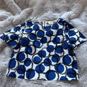 Kate Spade Blue Stamp Dots Crop Top